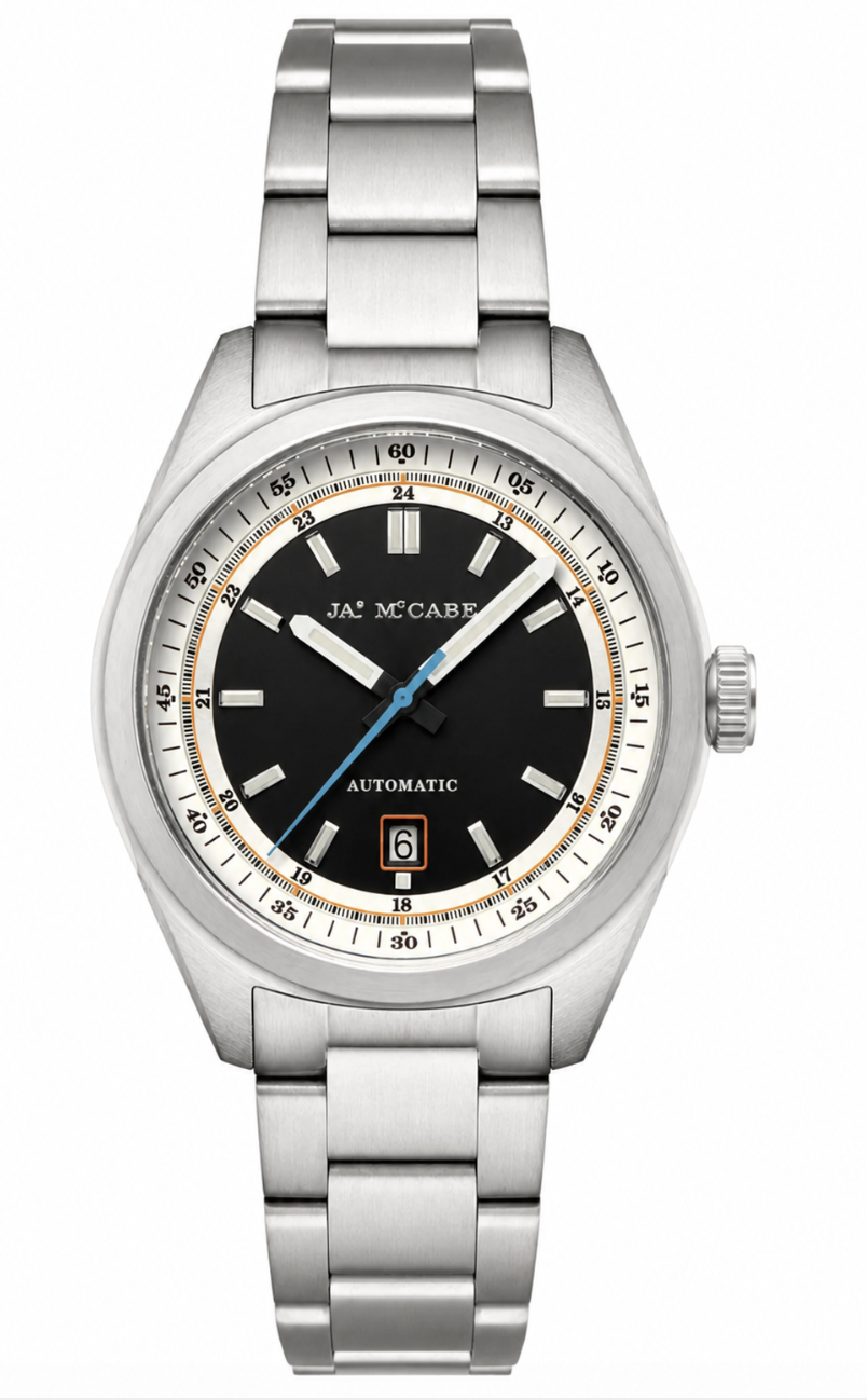 James McCabe Scrambler Automatic Elite Green watch with stainless steel bracelet